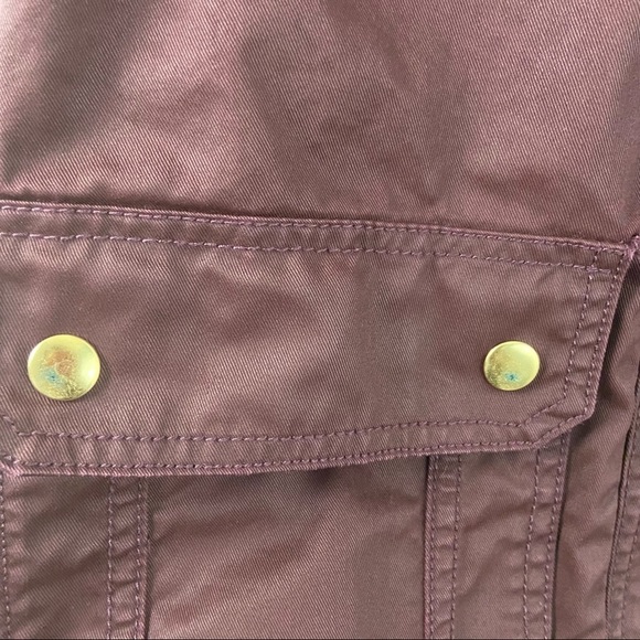 J. Crew Downtown Field Jacket Burgundy Wax Cotton Snap Buttons Sz PM - Picture 4 of 11